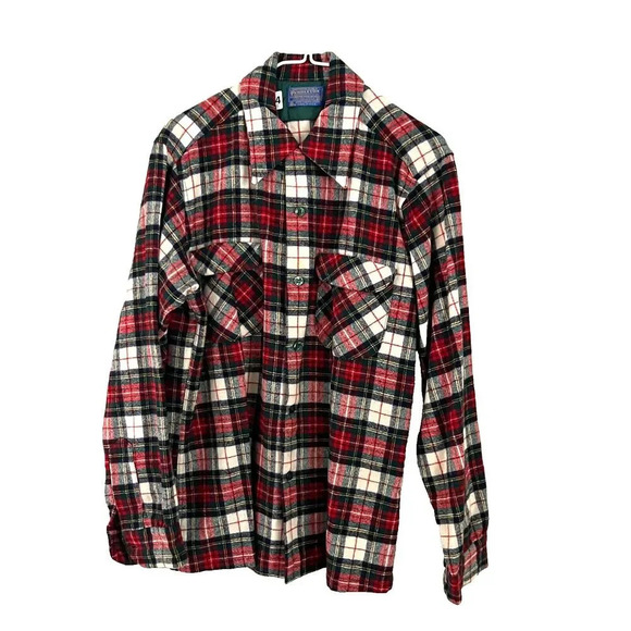 Vtg Pendleton Mens Multicolor Button Up Shirt M Stewart Plaid Wool Long Sleeve - Picture 1 of 6